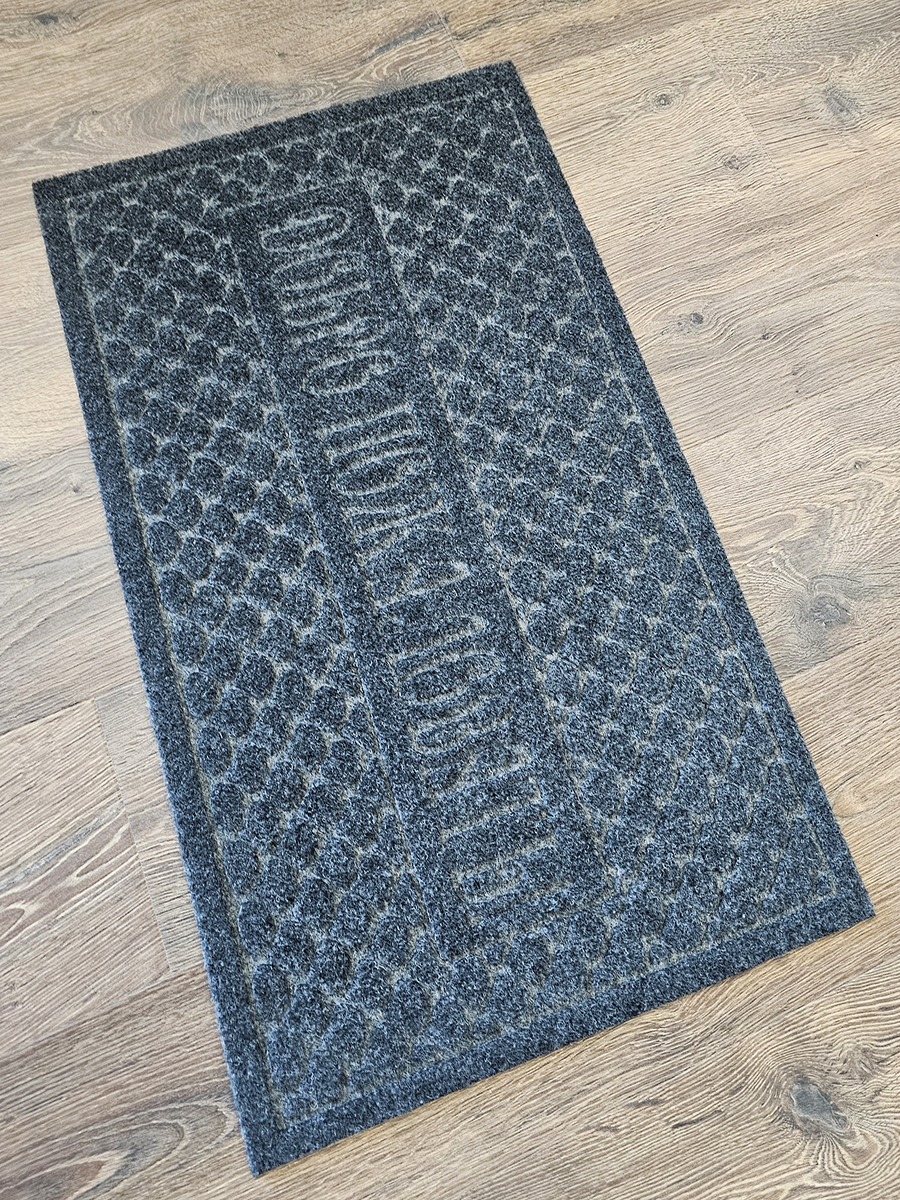 Коврик придверный TexiGum Приветствие 45х75 см Серый входной в прихожую влагопоглощающий